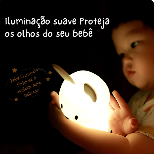 Mini Luminária Coelho Fofo – Abajur LED de Silicone Touch Recarregável para Quarto e Decoração | Elizium Store