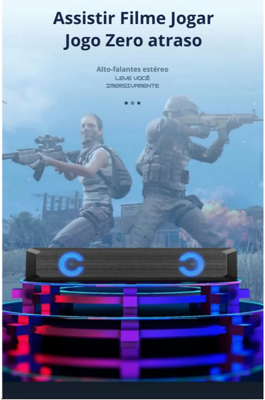 Caixinha de Som RGB – Som Potente, Conexão USB/P2 e Design Portátil | Elizium Store