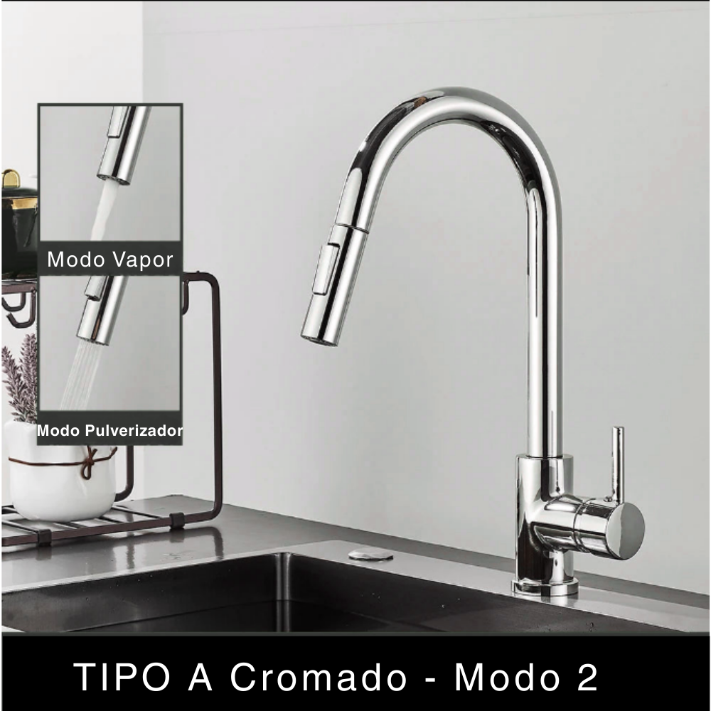 Torneira de Cozinha Preta Misturadora – Água Quente e Fria, Bica Giratória com 2 Funções | Elizium Store