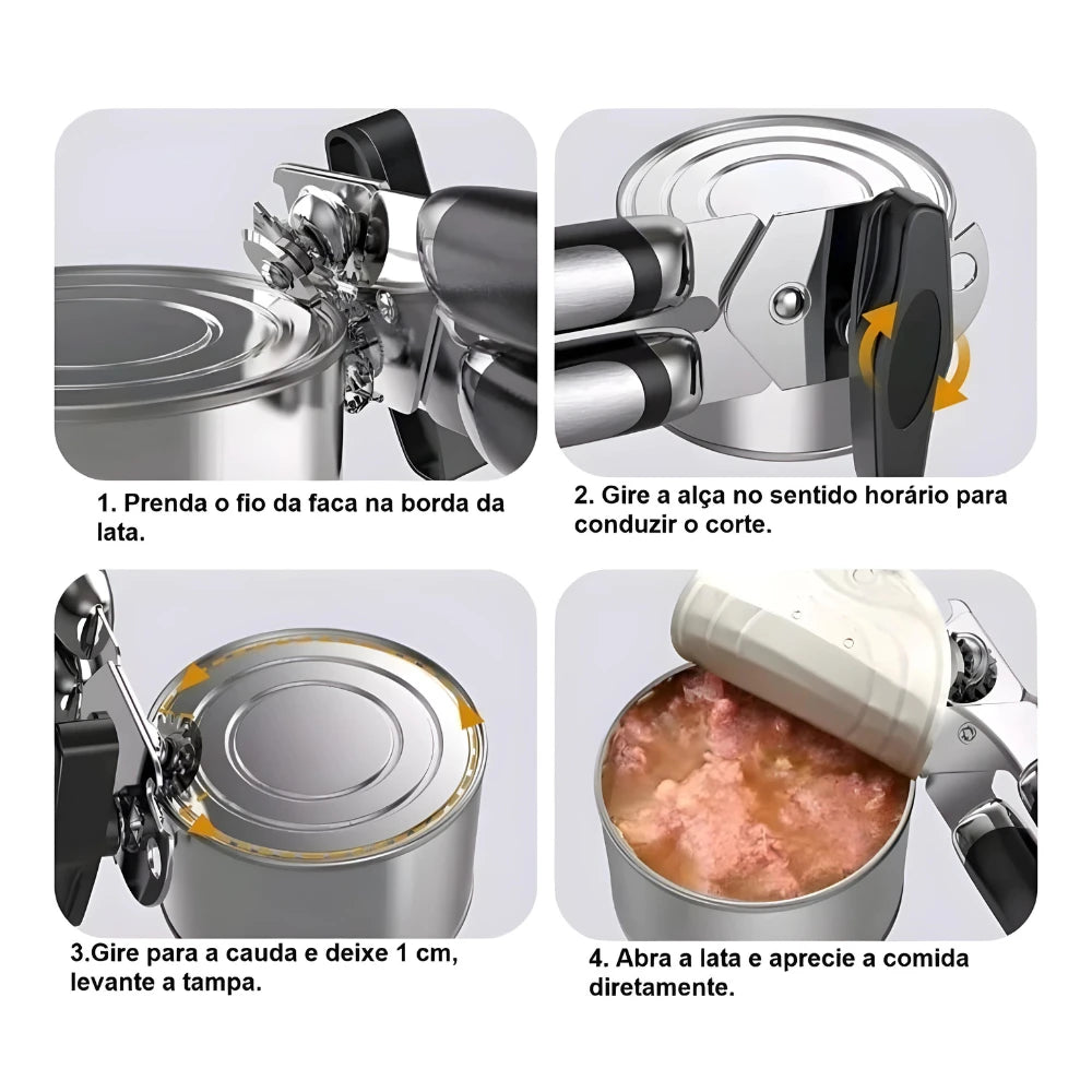 Abridor de Latas e Garrafas Profissional – Aço Inoxidável Resistente para Cozinha | Elizium Store