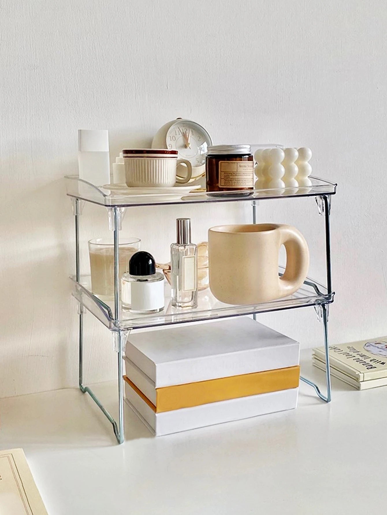 Prateleiras Organizadoras Transparentes de Acrílico Dobráveis | Multiuso Cozinha Banheiro Escritório | Elizium Store