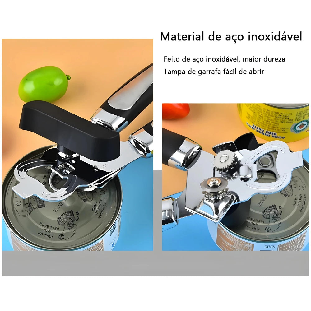 Abridor de Latas e Garrafas Profissional – Aço Inoxidável Resistente para Cozinha | Elizium Store