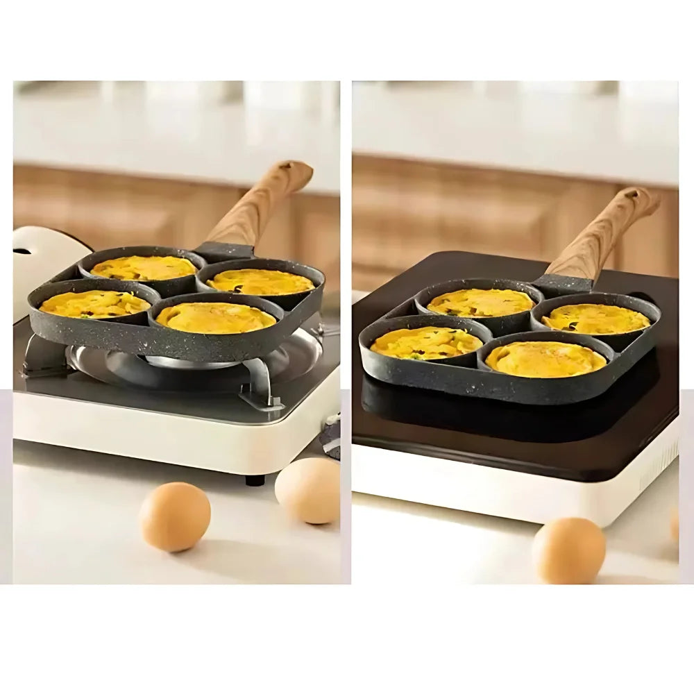 Frigideira Antiaderente Multiuso: Com 3 ou 4 Divisória, Fritar: Ovo/ Bacon/ Carne/ Frango/ Lanche. | Elizium Store
