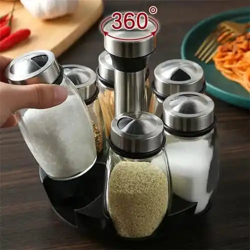 Porta Temperos Giratório 360º com Potes – Organizador de Cozinha Prático e Elegante | Elizium Store