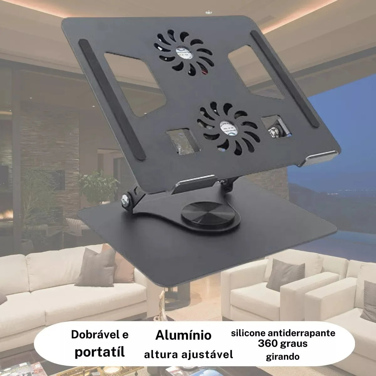 Suporte para Notebook com giro de 360° e Cooler Integrado | Elizium Store
