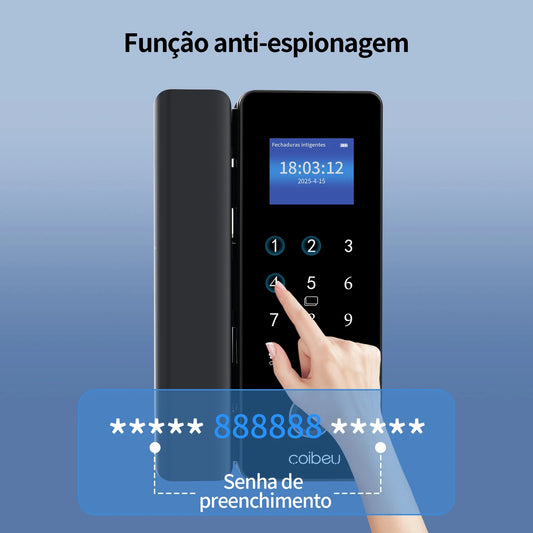 Fechadura Digital para Porta de Vidro Tuya Wi-Fi – Inteligente, Sem Chave, Controle via App | Elizium Store