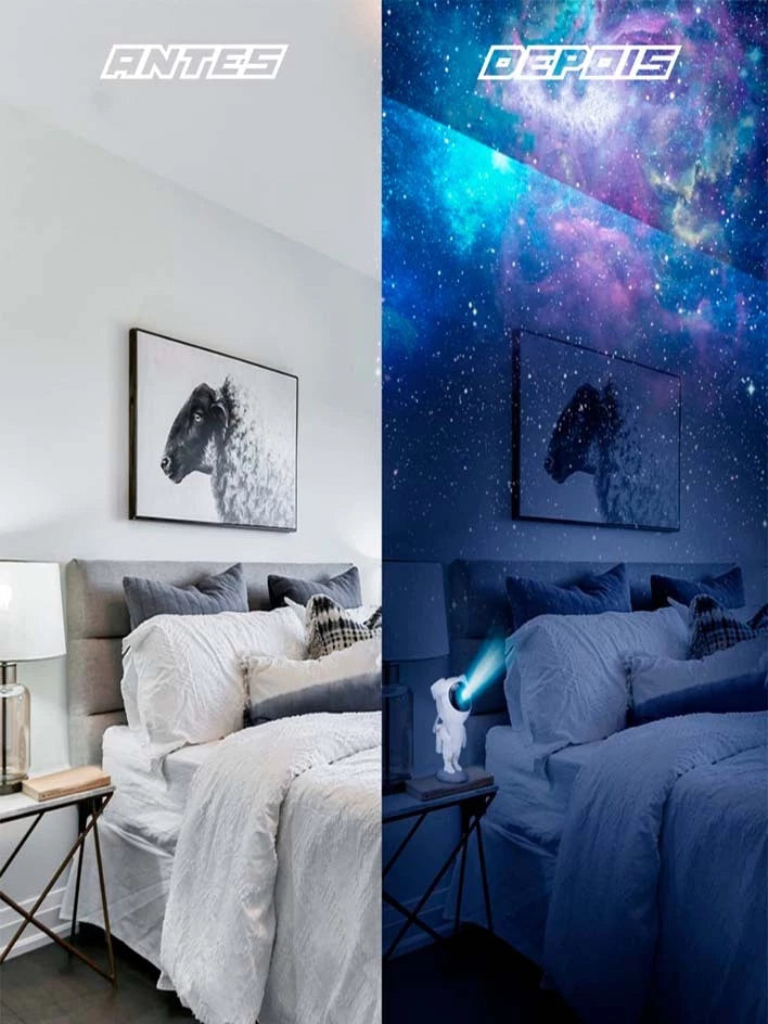 Projetor Astronauta Galáxia – Luz Noturna LED Estrelada com Controle Bluetooth e USB para Quarto Decorativo | Elizium Store