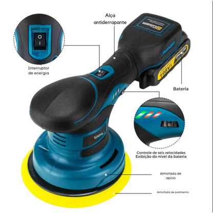 Polidor Sem Fio Gisam 7000RPM 6 Velocidades Compatível com Bateria Makita | Elizium Store