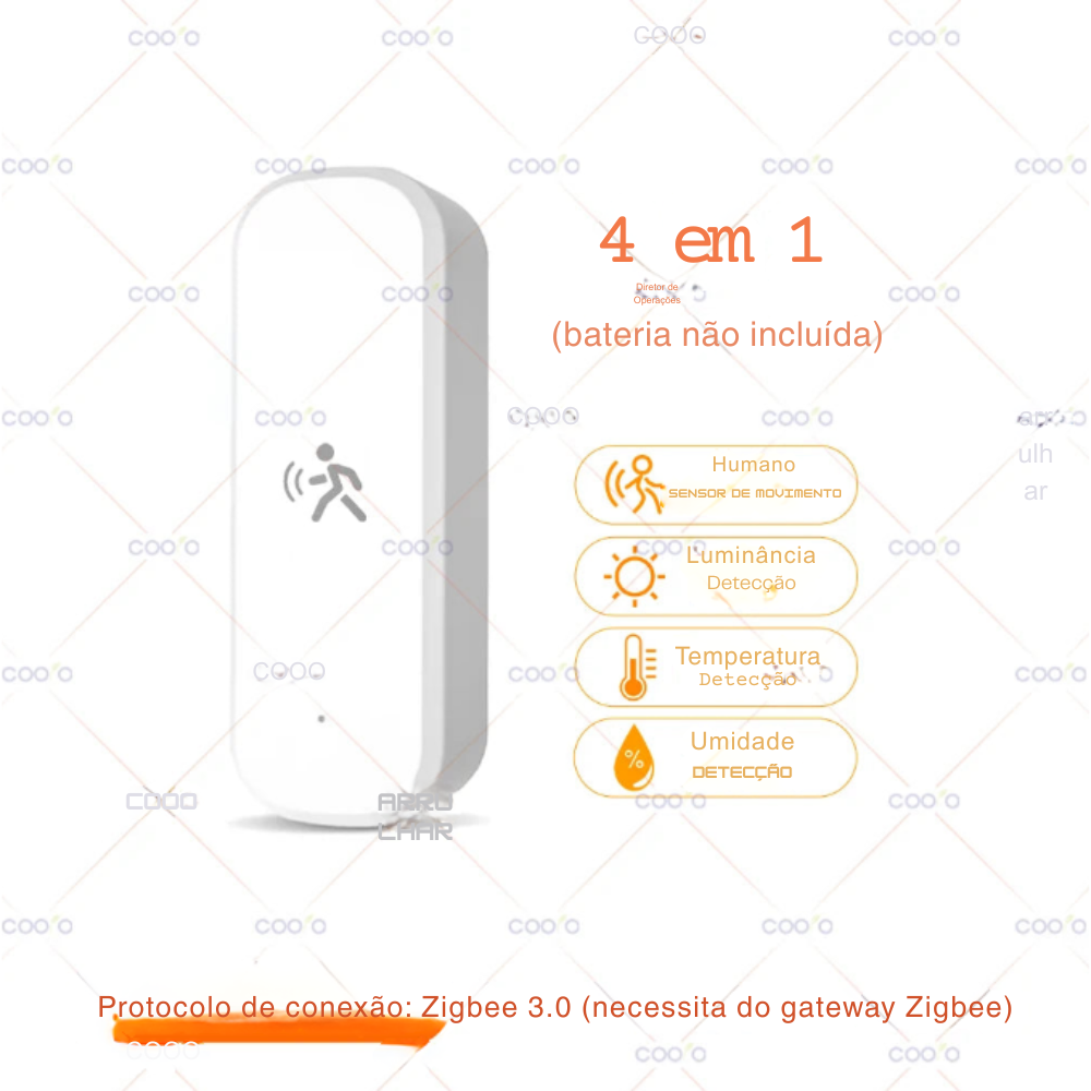 Sensor Inteligente de Movimento Tuya Zigbee 10G – Radar mmWave com PIR, Temperatura, Umidade e Luz | Elizium Store