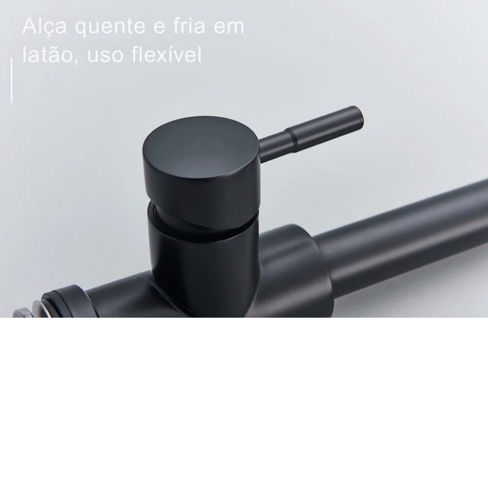 Torneira de Cozinha Preta Misturadora – Água Quente e Fria, Bica Giratória com 2 Funções | Elizium Store