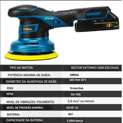 Polidor Sem Fio Gisam 7000RPM 6 Velocidades Compatível com Bateria Makita | Elizium Store