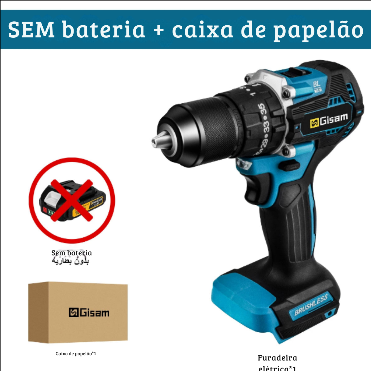 Furadeira Elétrica de Impacto Gisam  Sem Fio Compatível com Bateria Makita 18V | Elizium Store