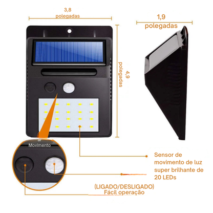 Refletor Solar com Sensor de Movimento – Automático e Econômico para Jardim e Garagem | Elizium Store