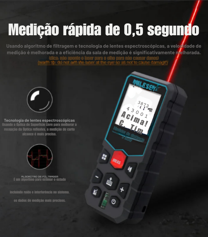 Fita Métrica a Laser Mileseey X5 S6 – Medidor de Distância Profissional, Trena Digital Telêmetro | Elizium Store