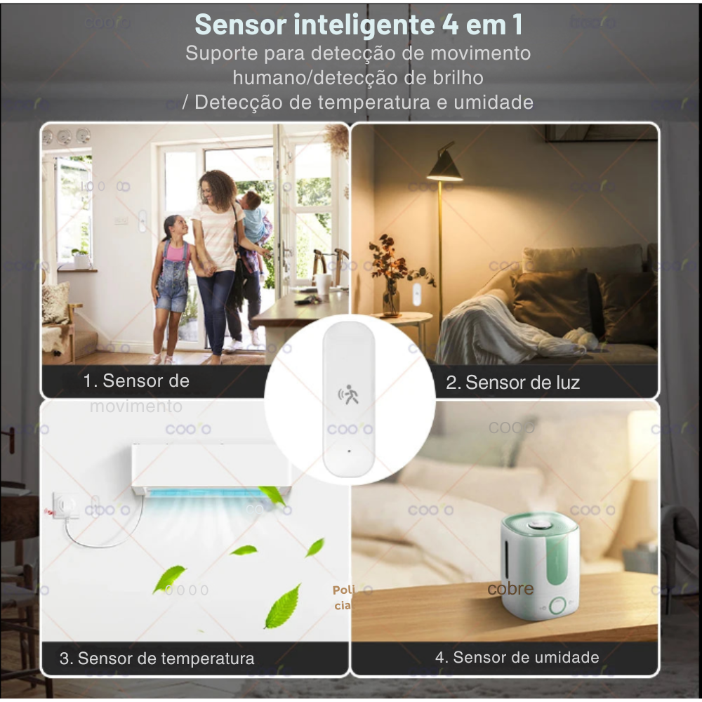 Sensor Inteligente de Movimento Tuya Zigbee 10G – Radar mmWave com PIR, Temperatura, Umidade e Luz | Elizium Store