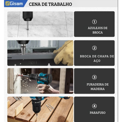 Furadeira Elétrica de Impacto Gisam  Sem Fio Compatível com Bateria Makita 18V | Elizium Store