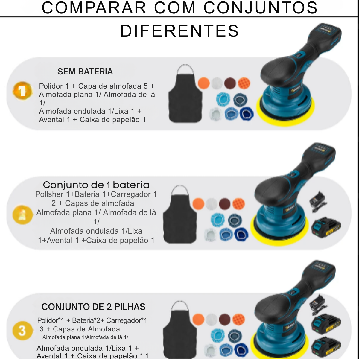 Polidor Sem Fio Gisam 7000RPM 6 Velocidades Compatível com Bateria Makita | Elizium Store