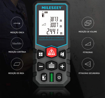 Fita Métrica a Laser Mileseey X5 S6 – Medidor de Distância Profissional, Trena Digital Telêmetro | Elizium Store