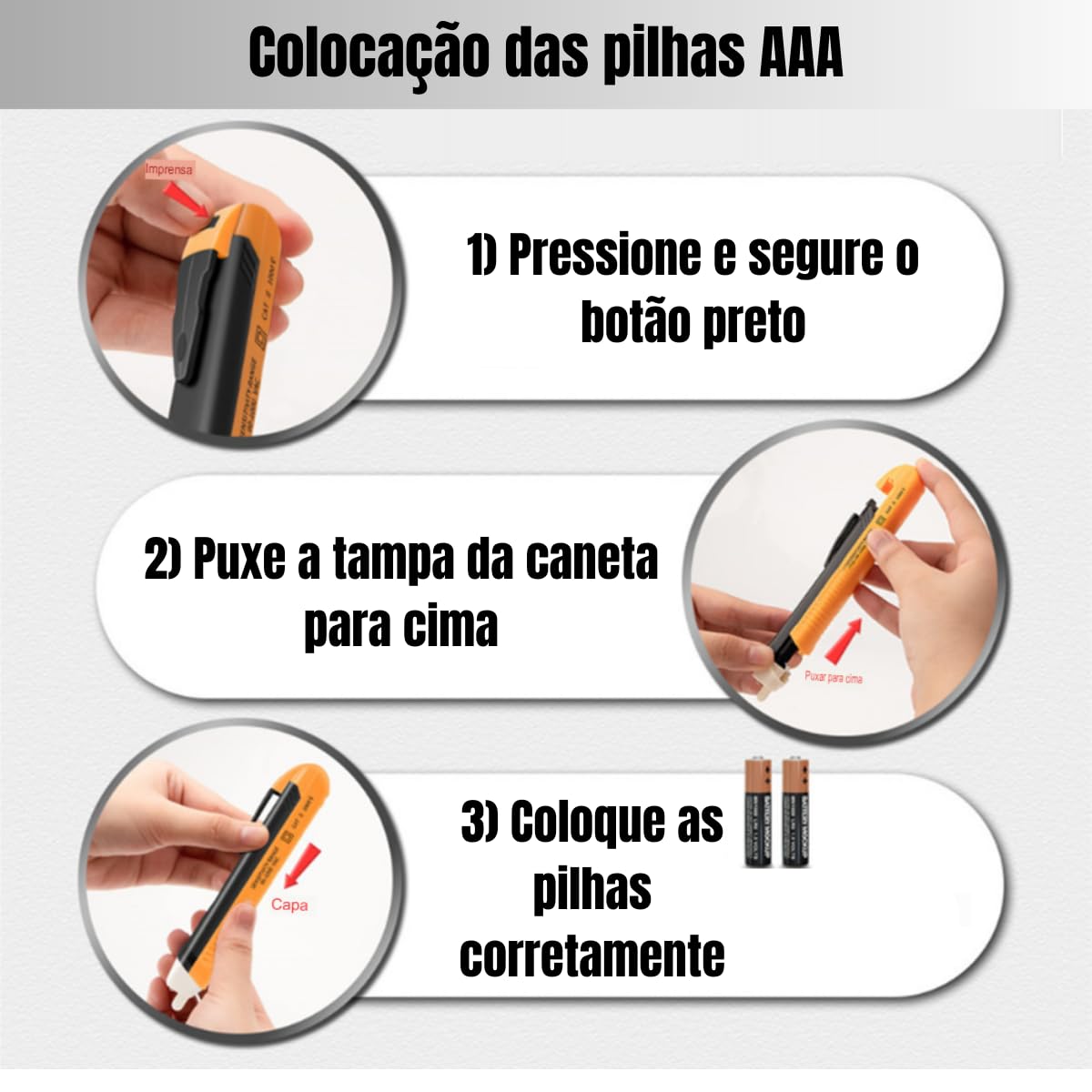 Caneta Detectora de Voltagem Elétrica 90V-1000V CA com Alerta Sonoro e Visual | Elizium Store