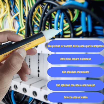 Caneta Detectora de Voltagem Elétrica 90V-1000V CA com Alerta Sonoro e Visual | Elizium Store