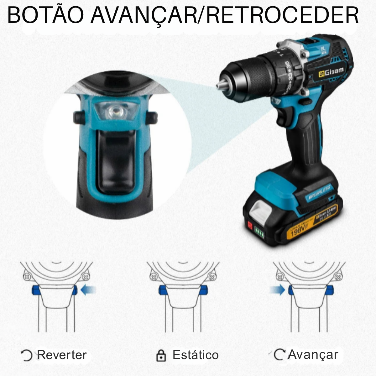 Furadeira Elétrica de Impacto Gisam  Sem Fio Compatível com Bateria Makita 18V | Elizium Store