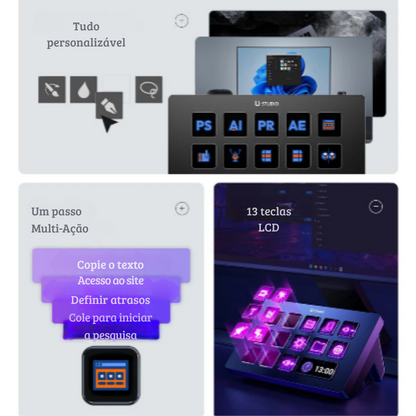 Controlador de Transmissão ao Vivo Ulanzi D200 com 13 Teclas LCD | Criação de Conteúdo e Streaming | Elizium Store