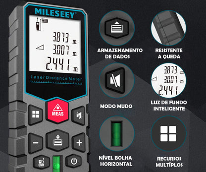 Fita Métrica a Laser Mileseey X5 S6 – Medidor de Distância Profissional, Trena Digital Telêmetro | Elizium Store