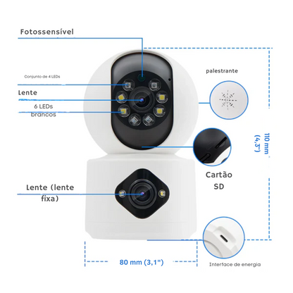 Câmera de Segurança Eletrônica Wi-Fi 360º  – Monitor de Bebê com Visão Noturna, Detecção de Movimento e Áudio Bidirecional  | Elizium Store