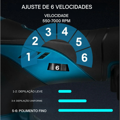Polidor Sem Fio Gisam 7000RPM 6 Velocidades Compatível com Bateria Makita | Elizium Store