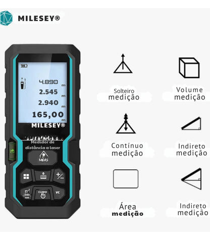 Fita Métrica a Laser Mileseey X5 S6 – Medidor de Distância Profissional, Trena Digital Telêmetro | Elizium Store