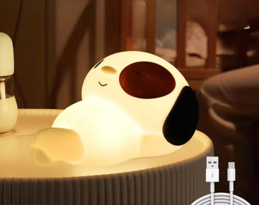 Mini Luminária Fluffy Dog – Abajur LED de Silicone Touch Recarregável para Quarto e Decoração | Elizium Store
