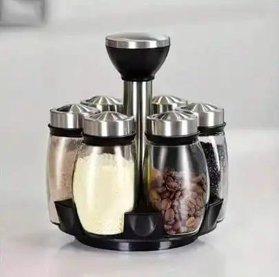 Porta Temperos Giratório 360º com Potes – Organizador de Cozinha Prático e Elegante | Elizium Store