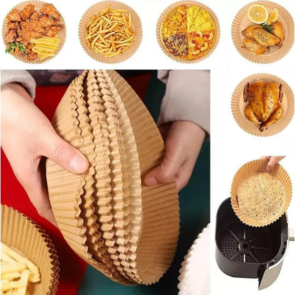 Protetor de Papel para Fritadeira – 100 Unidades Descartáveis Antiaderentes, Formato Redondo e Quadrado para Assar | Elizium Store
