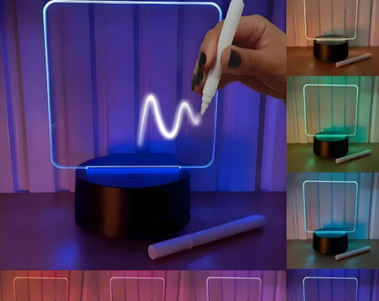 Luminária Lousa 3D de Mesa com LED e Caneta para Escrever | Elizium Store