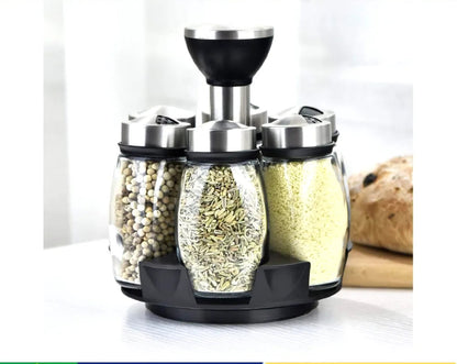 Porta Temperos Giratório 360º com Potes – Organizador de Cozinha Prático e Elegante | Elizium Store