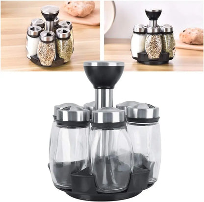Porta Temperos Giratório 360º com Potes – Organizador de Cozinha Prático e Elegante | Elizium Store