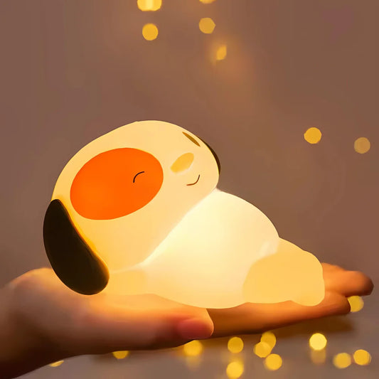 Mini Luminária Fluffy Dog – Abajur LED de Silicone Touch Recarregável para Quarto e Decoração | Elizium Store