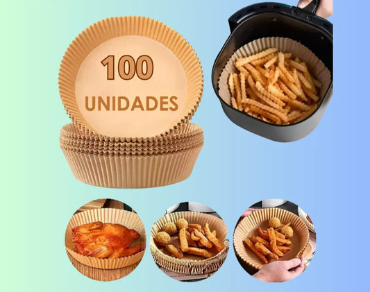 Protetor de Papel para Fritadeira – 100 Unidades Descartáveis Antiaderentes, Formato Redondo e Quadrado para Assar | Elizium Store