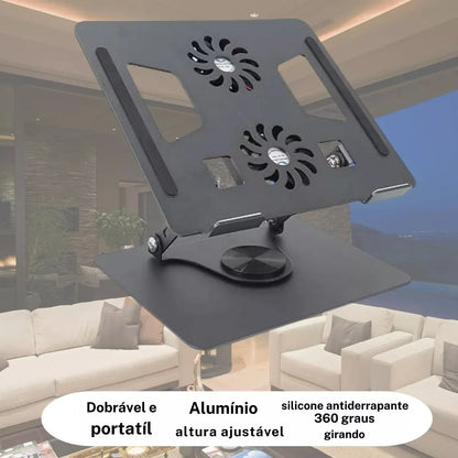 Suporte para Notebook com giro de 360° e Cooler Integrado | Elizium Store
