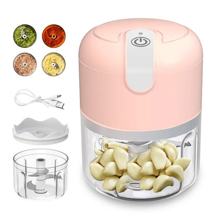 Mini Processador Elétrico Portátil USB – 3 Lâminas Turbo, 250 ml, Bivolt  | Elizium Store