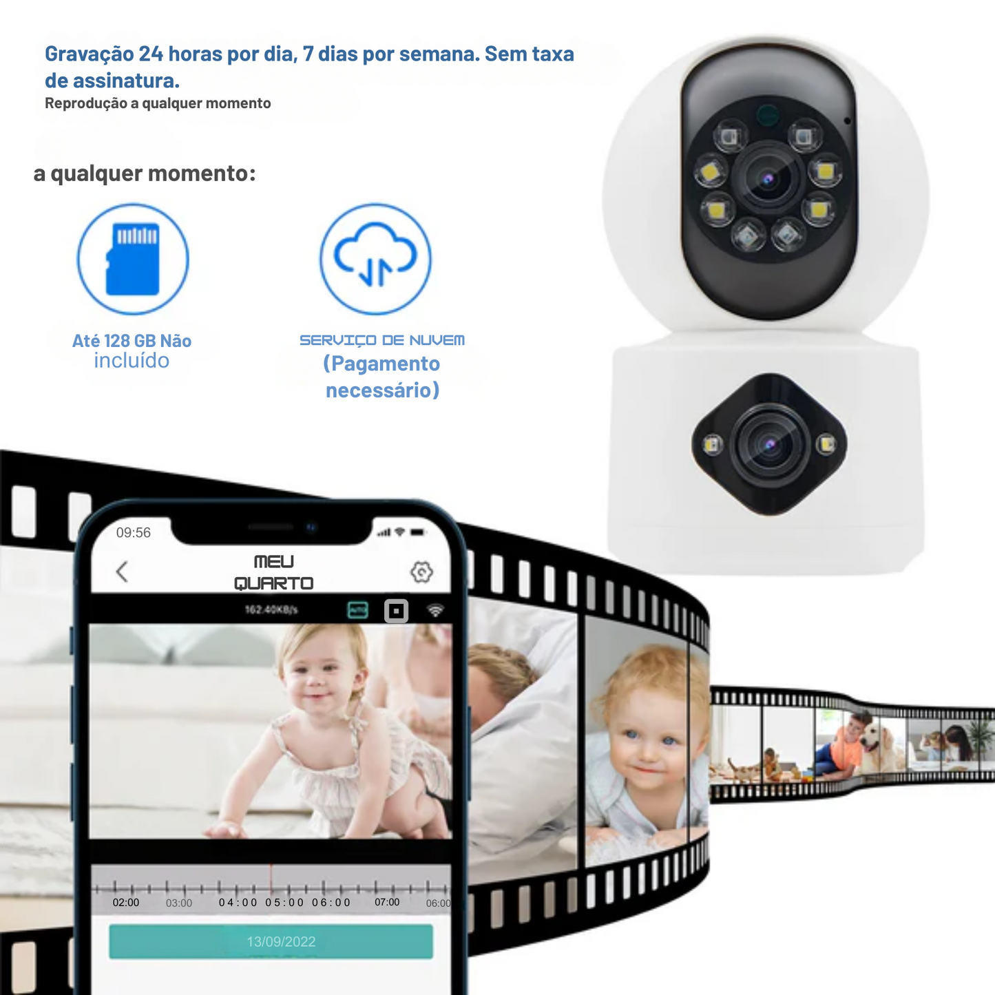Câmera de Segurança Eletrônica Wi-Fi 360º  – Monitor de Bebê com Visão Noturna, Detecção de Movimento e Áudio Bidirecional  | Elizium Store