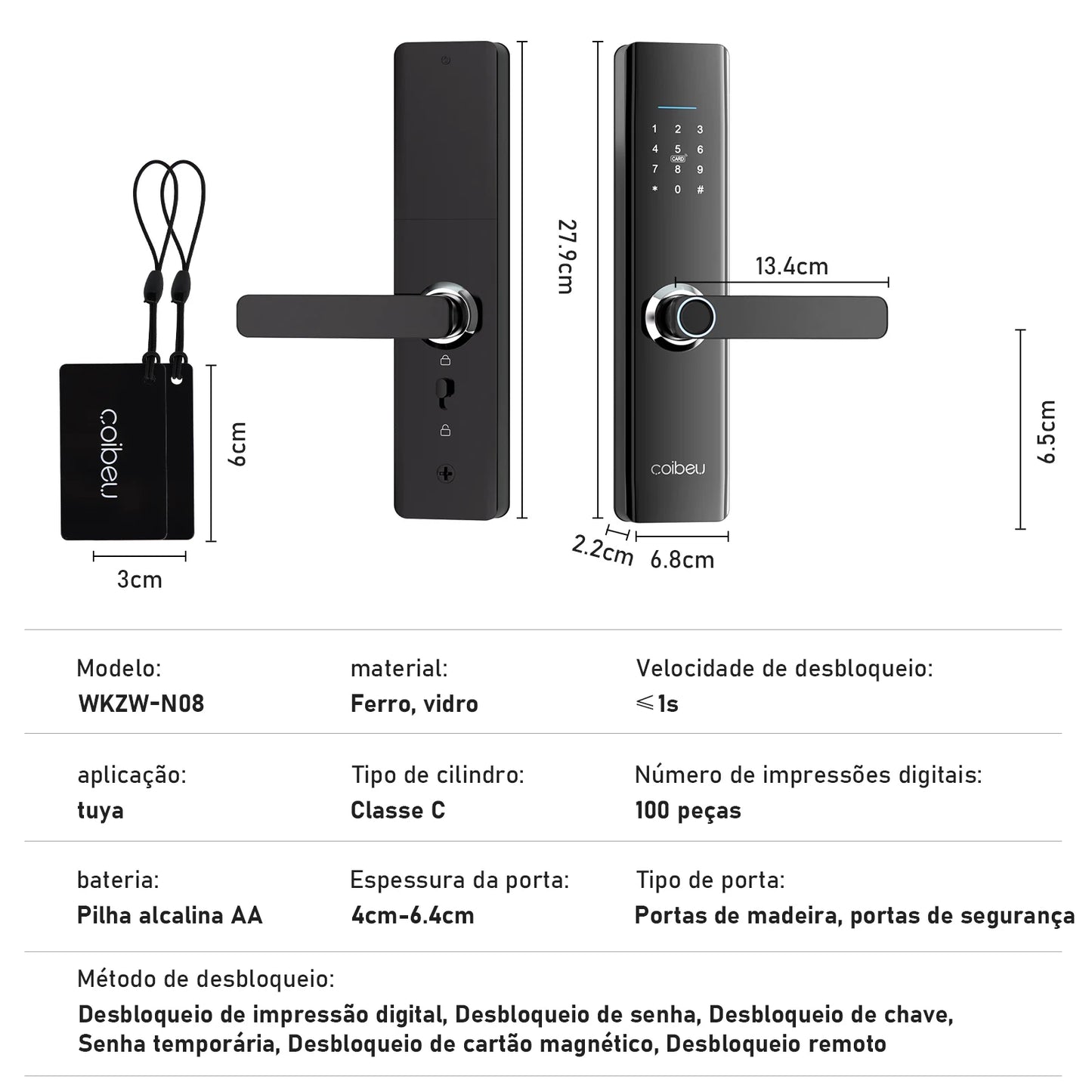 Fechadura Eletrônica Inteligente Coibeu – Impressão Digital e Senha, Tuya, Desbloqueio em 1s | Elizium Store