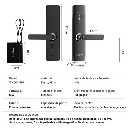 Fechadura Eletrônica Inteligente Coibeu – Impressão Digital e Senha, Tuya, Desbloqueio em 1s | Elizium Store