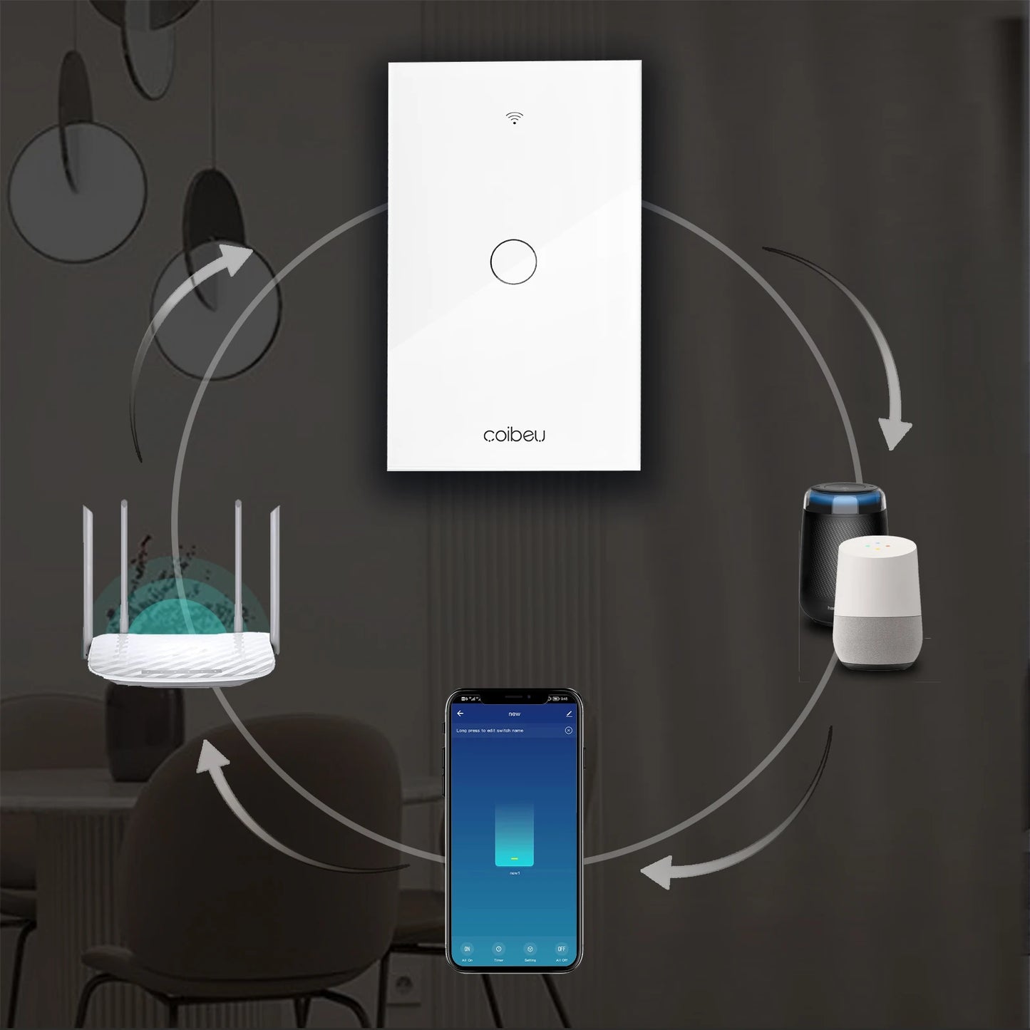 Tomada e Interruptor Inteligente Wi-Fi Tuya com Controle Alexa – Painel Touch, Plugue USB, Extensível e Automação Completa  | Elizium Store