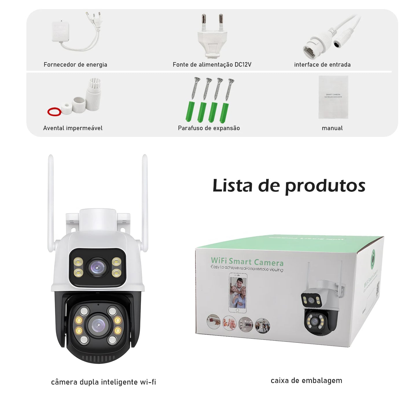 Câmera de Segurança WiFi 3MP à Prova d’Água – Monitoramento Externo com App ICSEE | Elizium Store