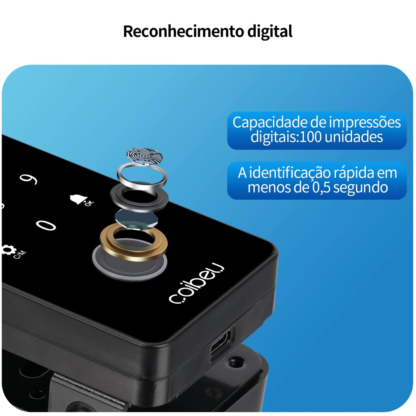 Fechadura Digital para Porta de Vidro Tuya Wi-Fi – Inteligente, Sem Chave, Controle via App  | Elizium Store