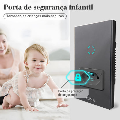 Tomada e Interruptor Inteligente Wi-Fi Tuya com Controle Alexa – Painel Touch, Plugue USB, Extensível e Automação Completa  | Elizium Store