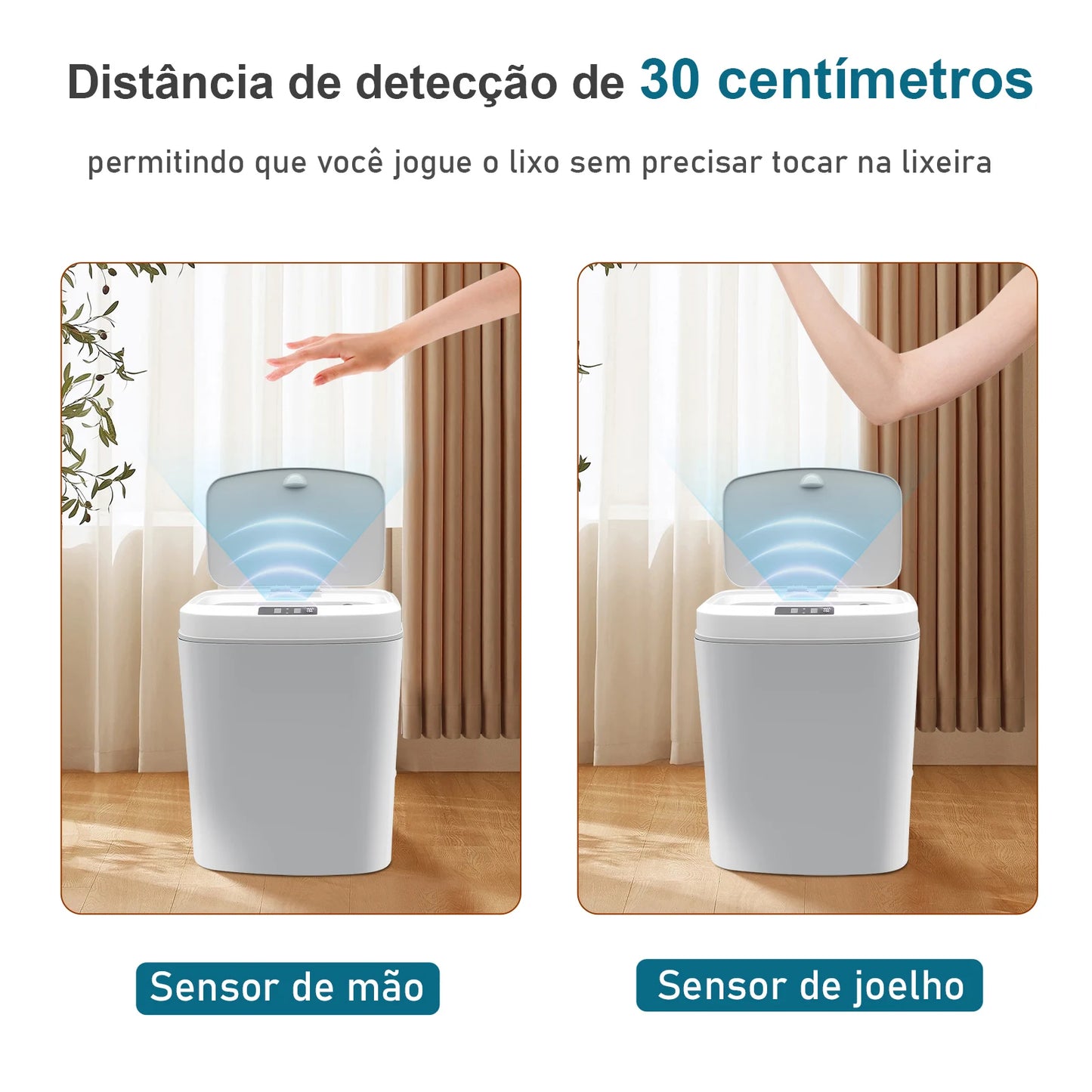 Lixeira Inteligente com Sensor Automático – Toque sem Contato, Ideal para Cozinha e Sala | Elizium Store
