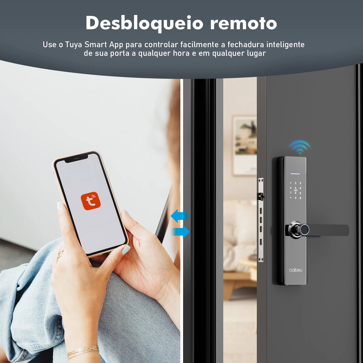 Fechadura Eletrônica Inteligente Coibeu – Impressão Digital e Senha, Tuya, Desbloqueio em 1s | Elizium Store