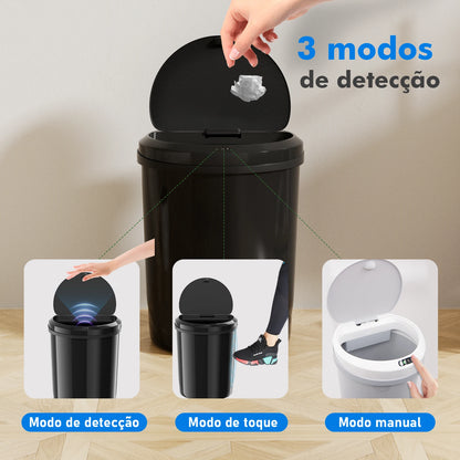 Lixeira Inteligente com Sensor Automático – Toque sem Contato, Ideal para Cozinha e Sala | Elizium Store